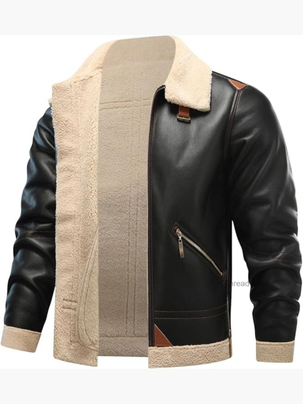 Men's Faux Leather Bomber Jacket Winter Coat Lined